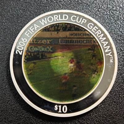 【德藏】世界币章拍卖第164期（拍品征集中~欢迎藏友联系） - 2005年 所罗门群岛2006年德国世界杯10元光栅纪念银币 999银 直径约：40.5mm；重约：32g