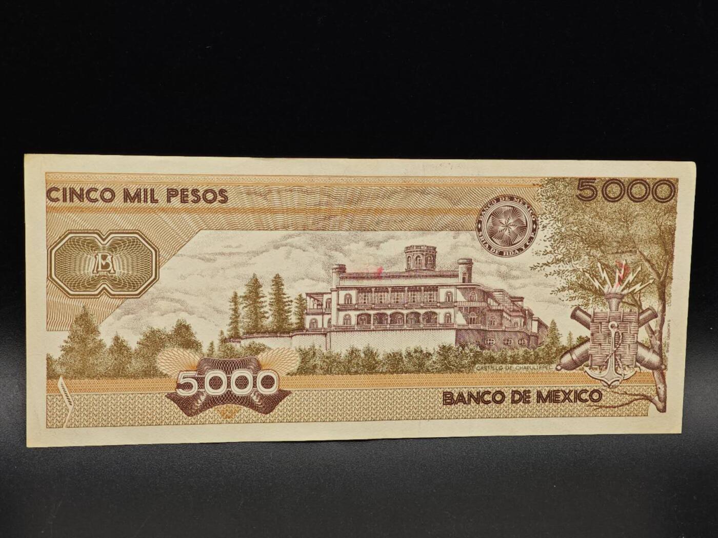 【淘币小摊】实时拍第八百六十四拍   无佣金纸币福利场   年前最后一周 之前的预留小年前全部发出 请更换最新收货地址  墨西哥5000比索纸币【有折】