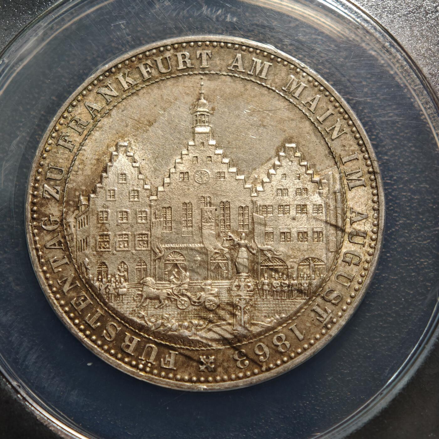 【德藏】世界币章拍卖第164期（拍品征集中~欢迎藏友联系） 1863年 德国法兰克福王子会议泰勒银币 ANACS MS62