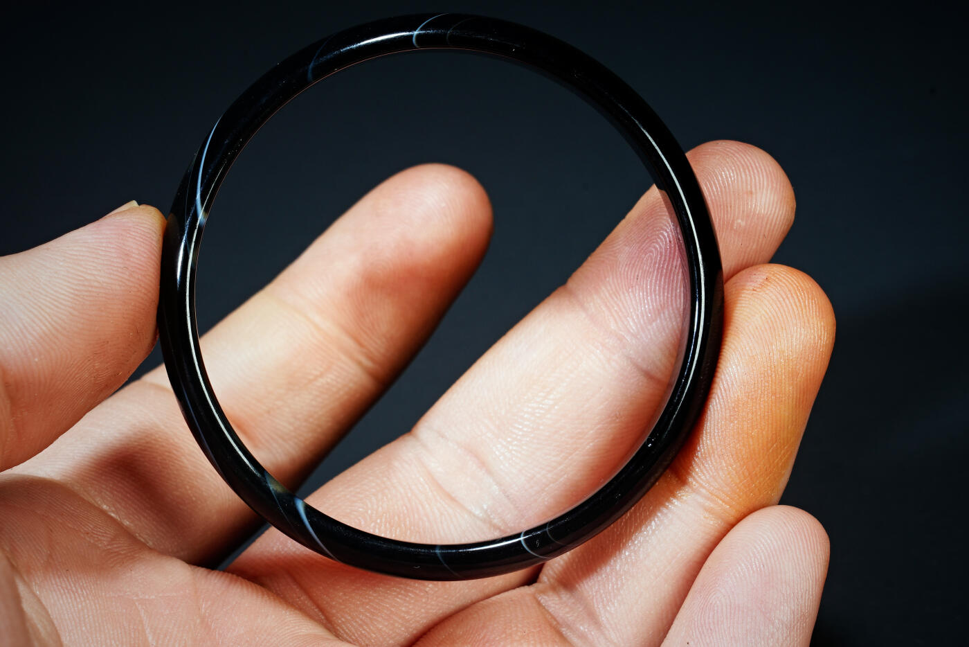 上海都达杂项专场二十一（全场包邮） 天然黑玛瑙手镯 附鉴定证书90-59