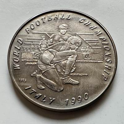 🌹外币初藏🌹🐯2026年第16场 快递将在12号停运 年前需发货的抓紧 ，年后正月十五恢复发货 - 老挝1990年意大利世界杯10吉普纪念币 30毫米