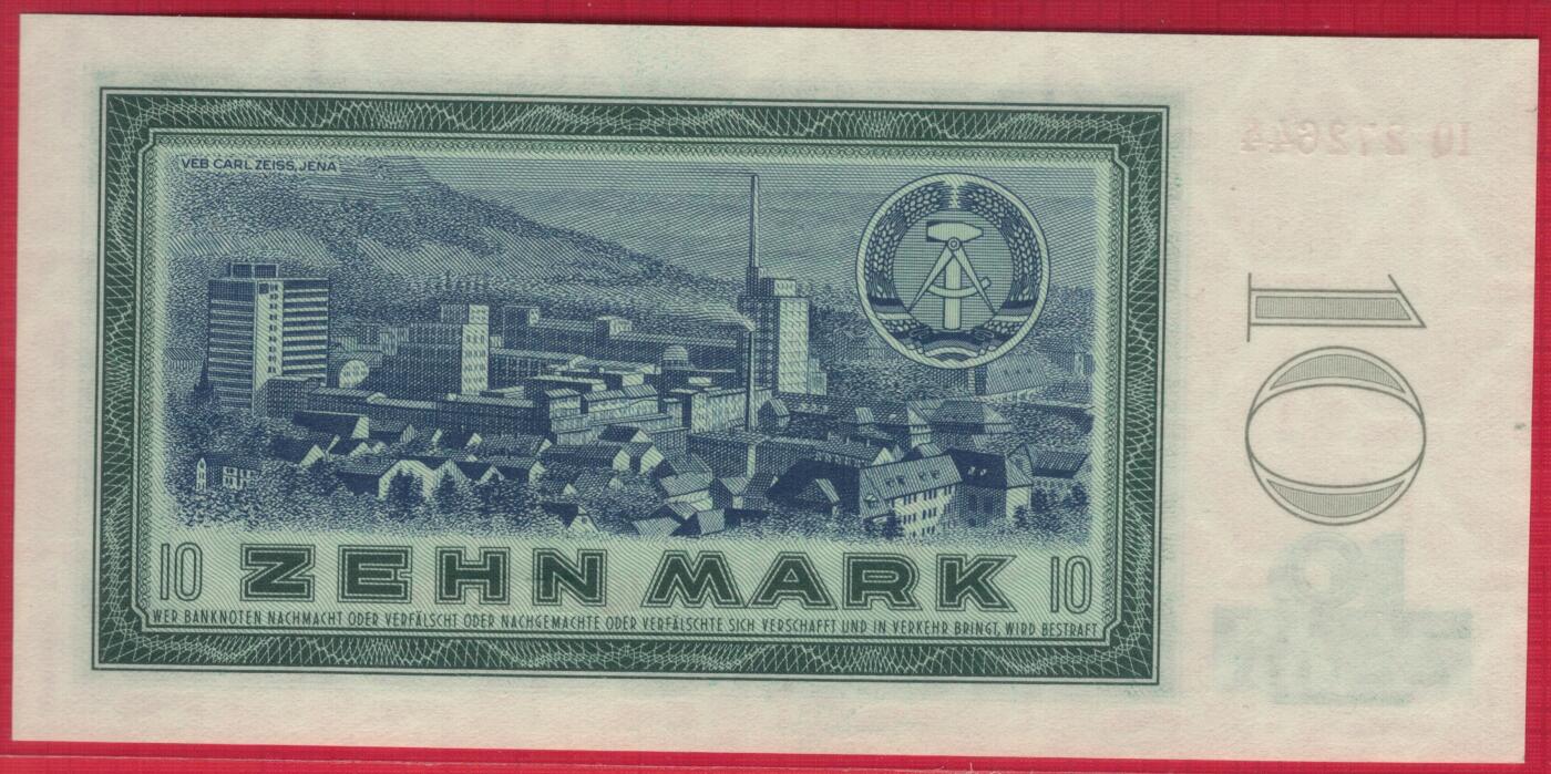 德国(民主德国 东德)1964年10马克 P-23a 双尾44 实物图 UNC 