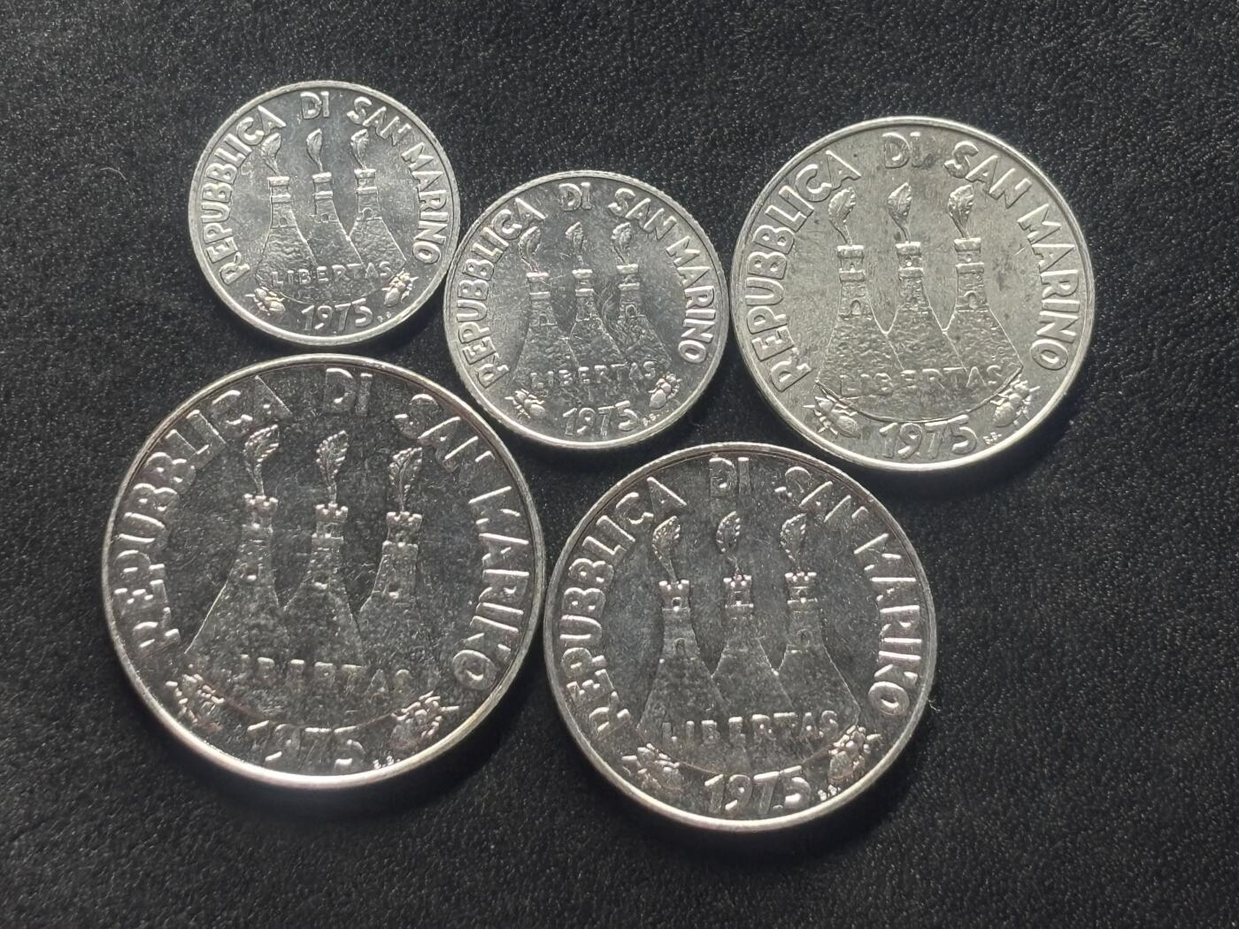 邮泉阁限时拍卖第四十一场（硬币在国外。请付邮费6元。） 圣马力诺1975年5枚