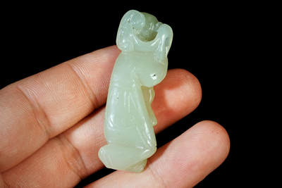 上海都达杂项专场二十一（全场包邮） - 和田玉雕童子摆件90-81