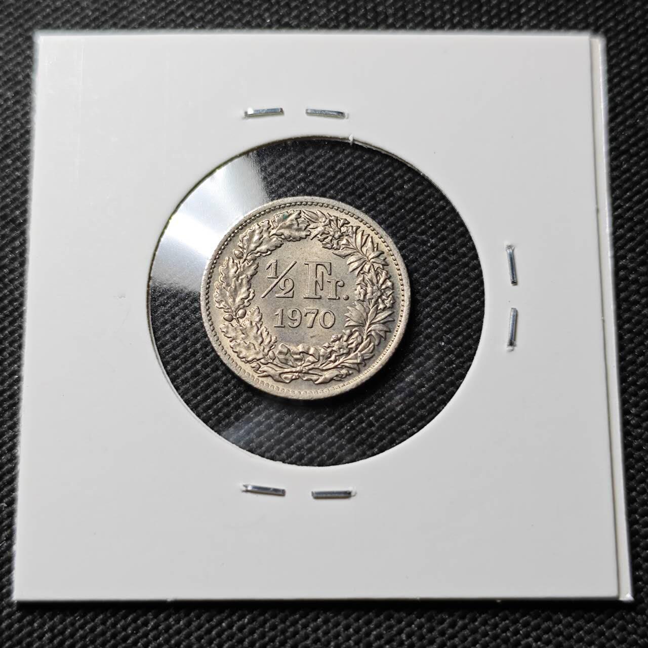 KK钱币收藏小铺  第393期  2月预留时间 周末发货  1970瑞士1/2法郎 好品
