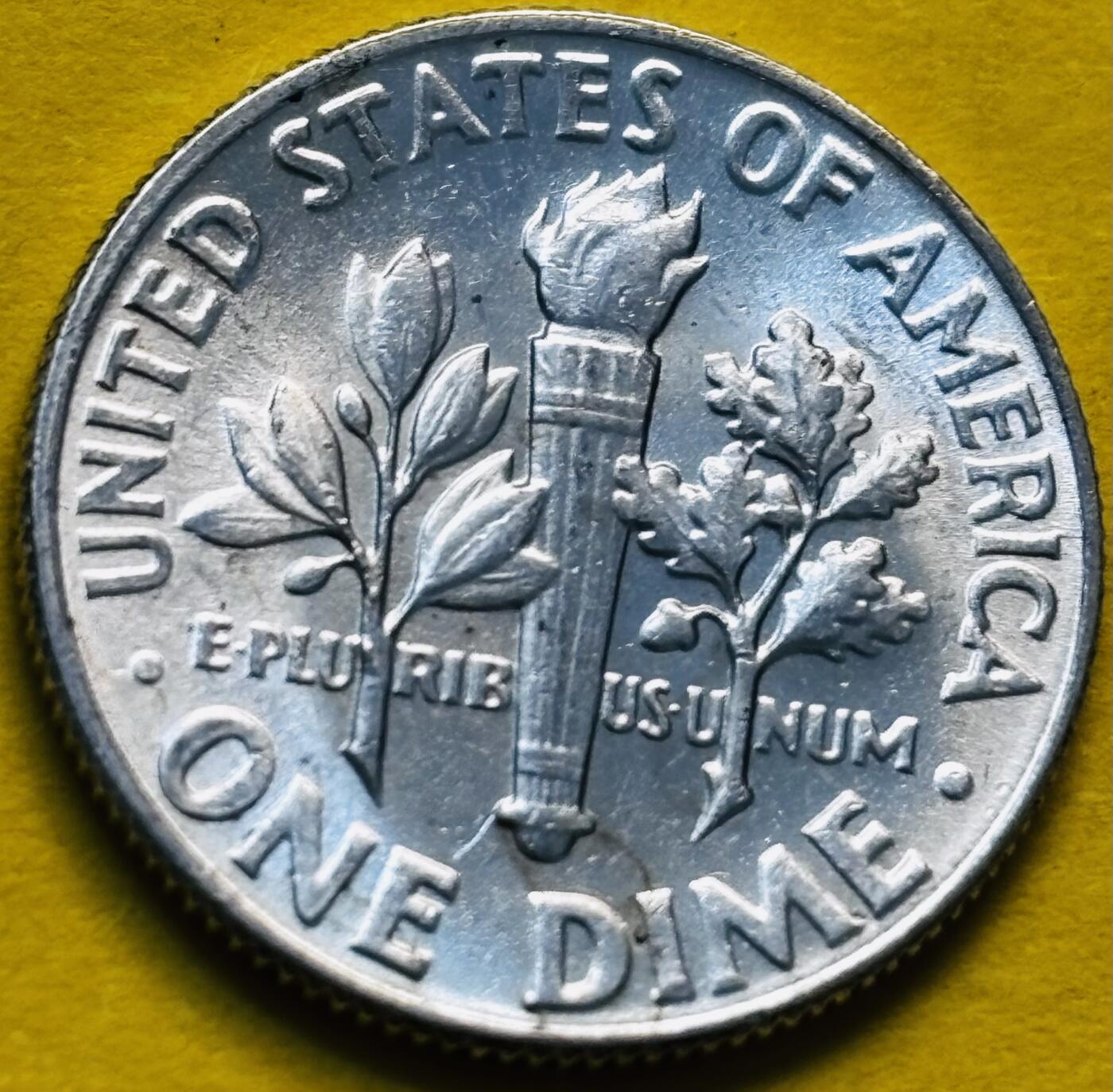 文馨钱币收藏第 293 场，春节前最后一期全部发出，将不予寄存，请悉知 原光好品 1964 年美国罗斯福 10 美分银币  2.5 克 900 银