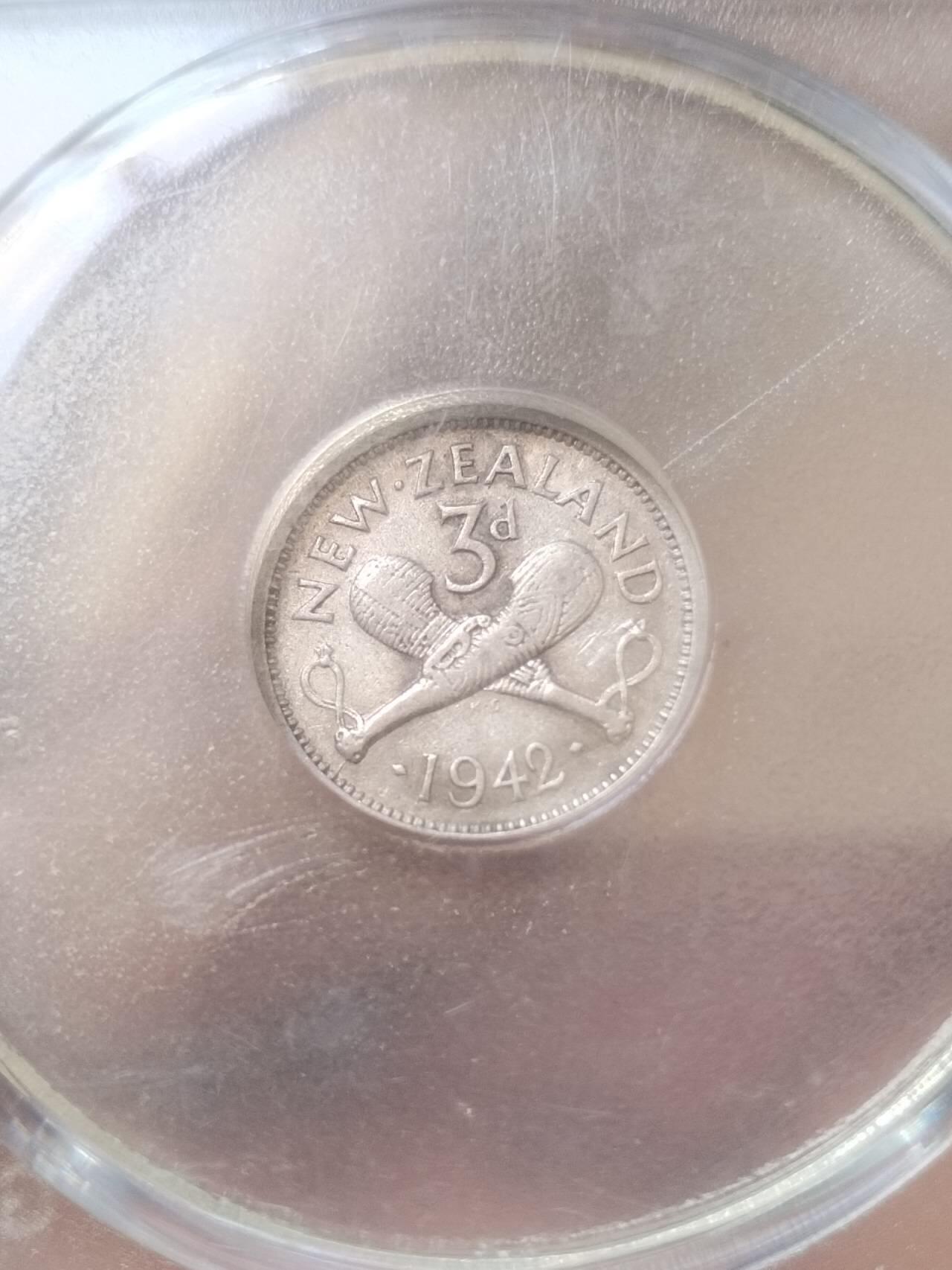 评级币 硬币 纪念币 1942年 英属新西兰银币。