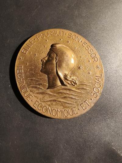 老王徽章第180期 - 法国跨大西洋航运公司大铜章     直径54mm    重量70.6g