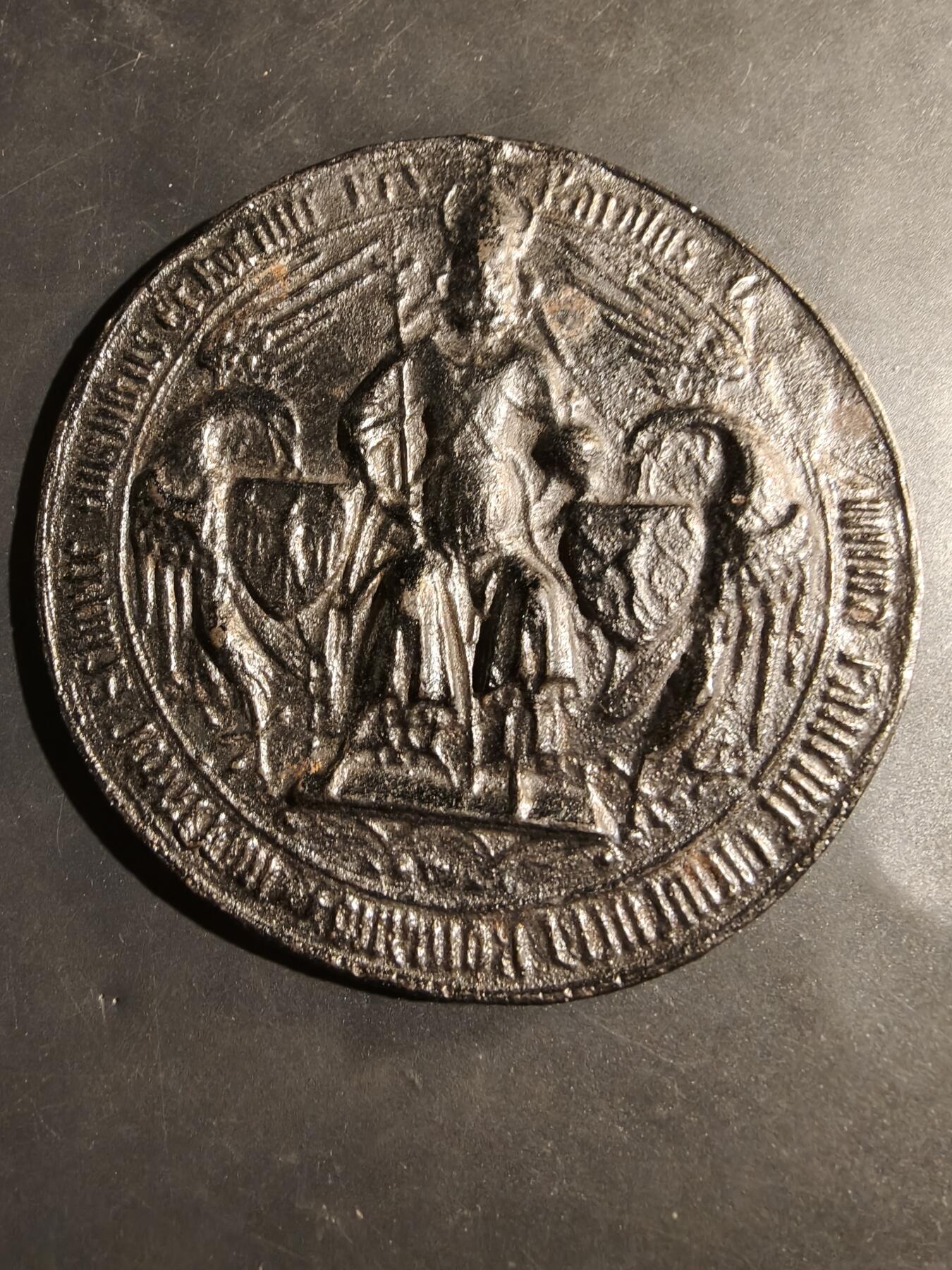 老王徽章第180期 神圣罗马帝国皇帝查理四世印章铁章     直径98mm    重量259.3g