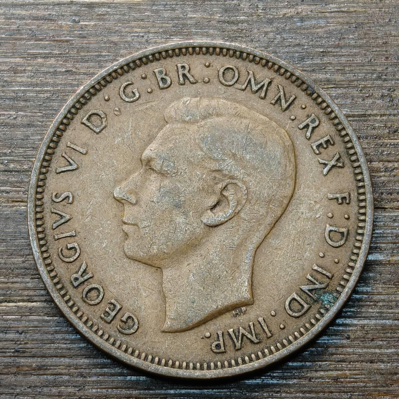 【铜匠收藏】★第146★散币专场 不寄存，30包邮。不满30元，支付5元运费。《接受代拍 代送NGC评级》 19【无寄存】1942年  英国半便士 铜币 乔冶六世帆船