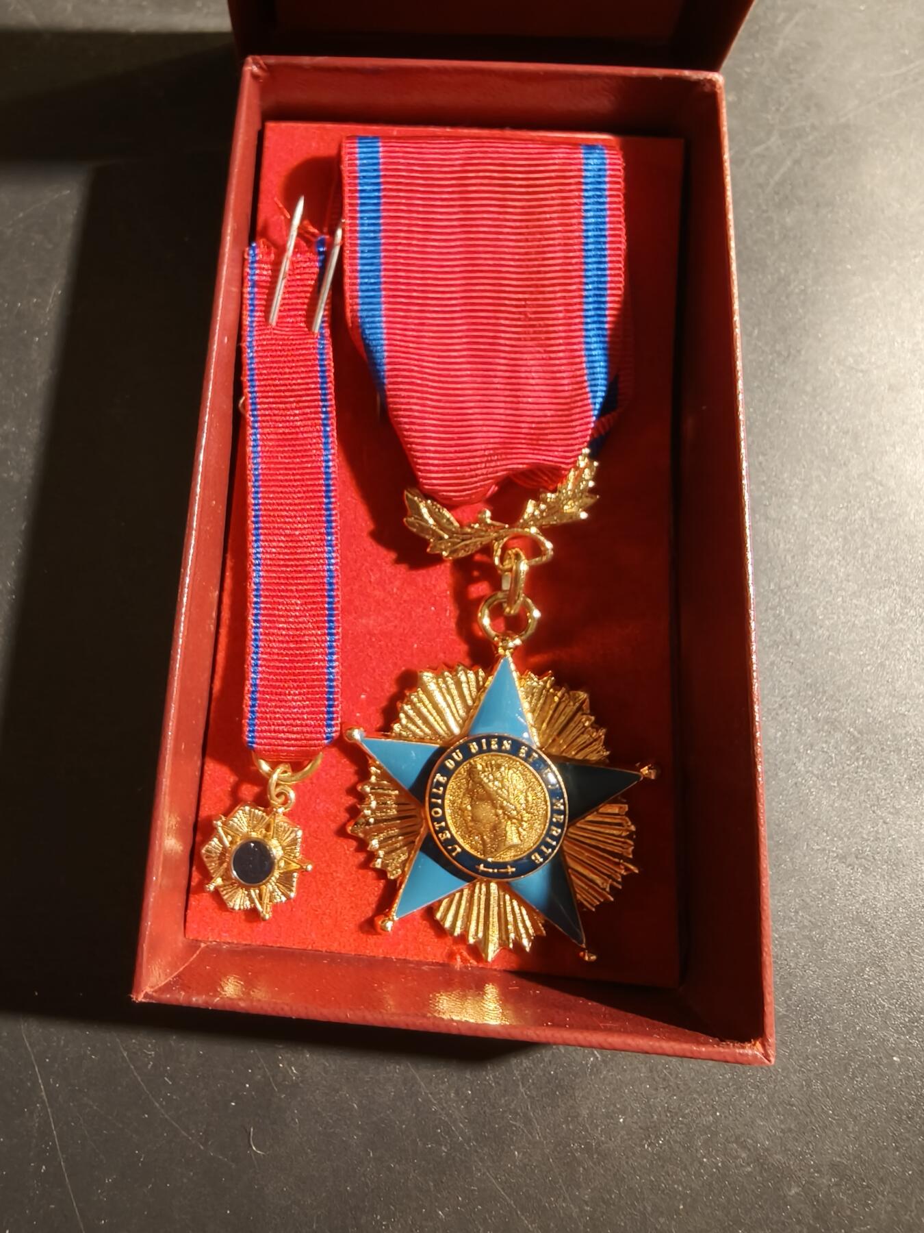 老王徽章第180期 法国骑士级善良与功绩之星勋章    原盒带迷你章