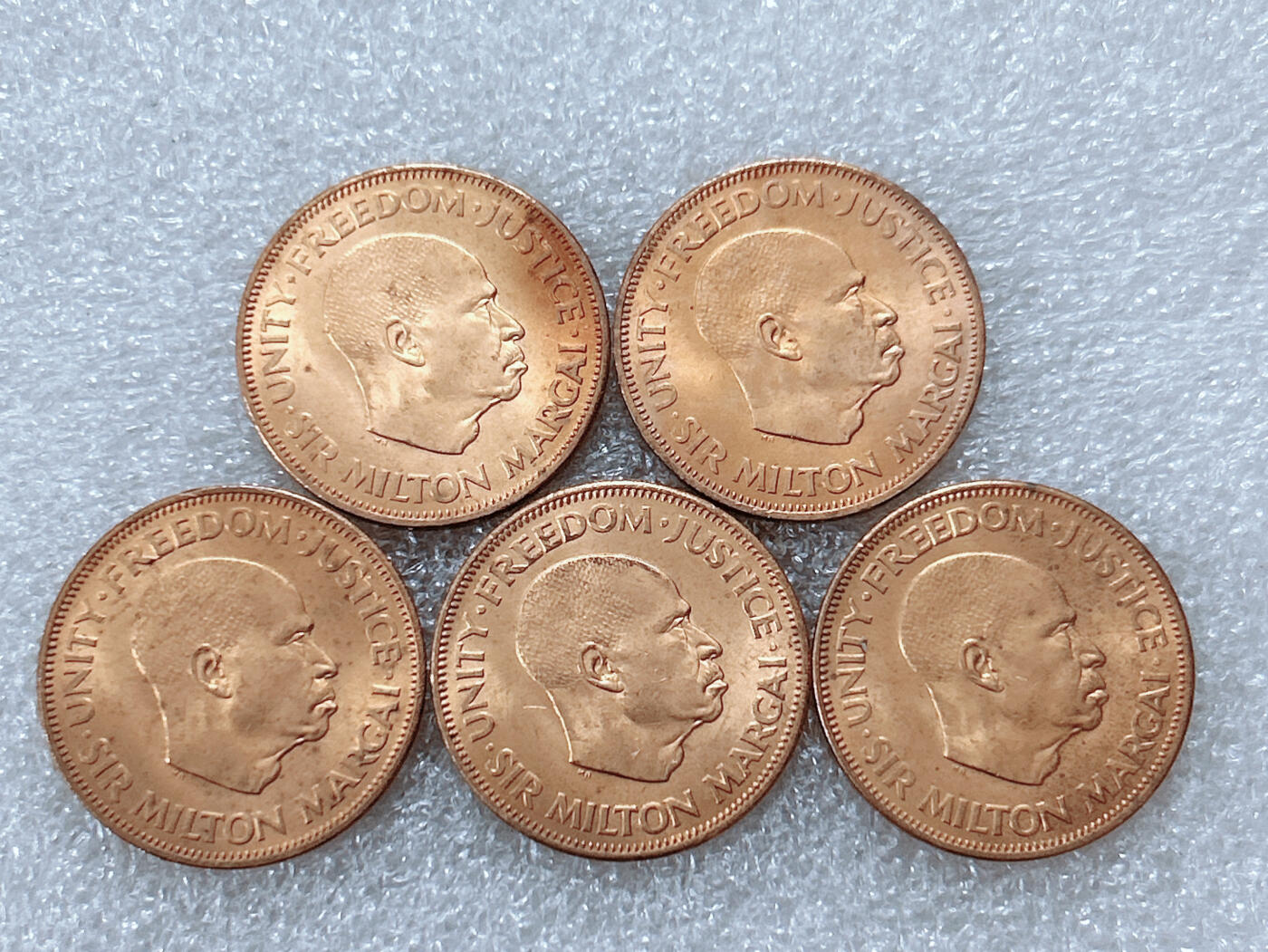 第一海外回流一元起拍收藏 散集专场  第300期 塞拉利昂1964年1分铜币 5枚 原光品