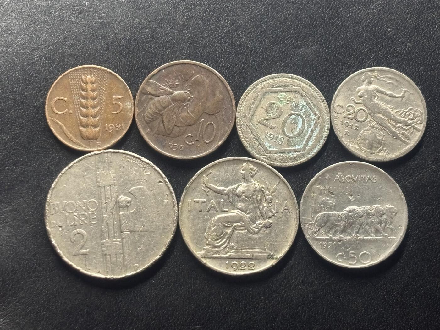 邮泉阁限时拍卖第四十一场（硬币在国外。请付邮费6元。） 意大利维克托·伊曼纽尔三世国王7枚