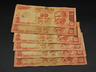 【淘币小摊】实时拍第八百六十四拍   无佣金纸币福利场   年前最后一周 之前的预留小年前全部发出 请更换最新收货地址  - 印度20卢比纸币6张【有折】