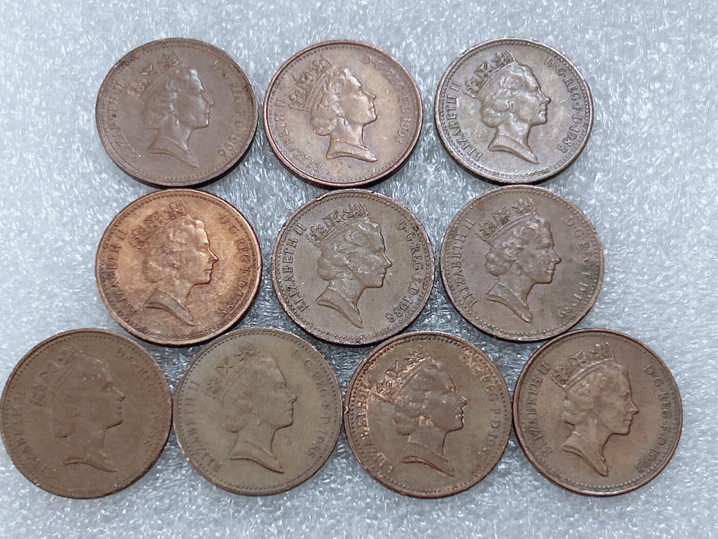 第一海外回流一元起拍收藏 散集专场  第299期 英国1便士硬币 10枚 高冠女王版