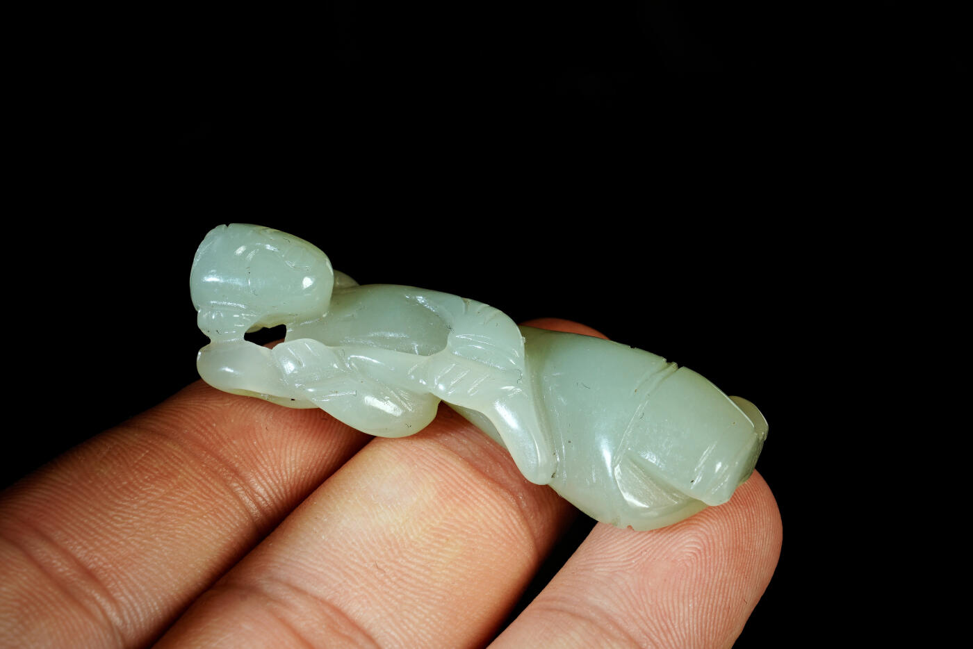 上海都达杂项专场二十一（全场包邮） 和田玉雕童子摆件90-81