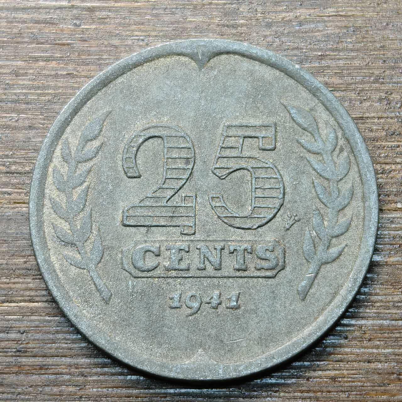 【铜匠收藏】★第146★散币专场 不寄存，30包邮。不满30元，支付5元运费。《接受代拍 代送NGC评级》 10【无寄存】德占荷兰 1941年 25分 锌币