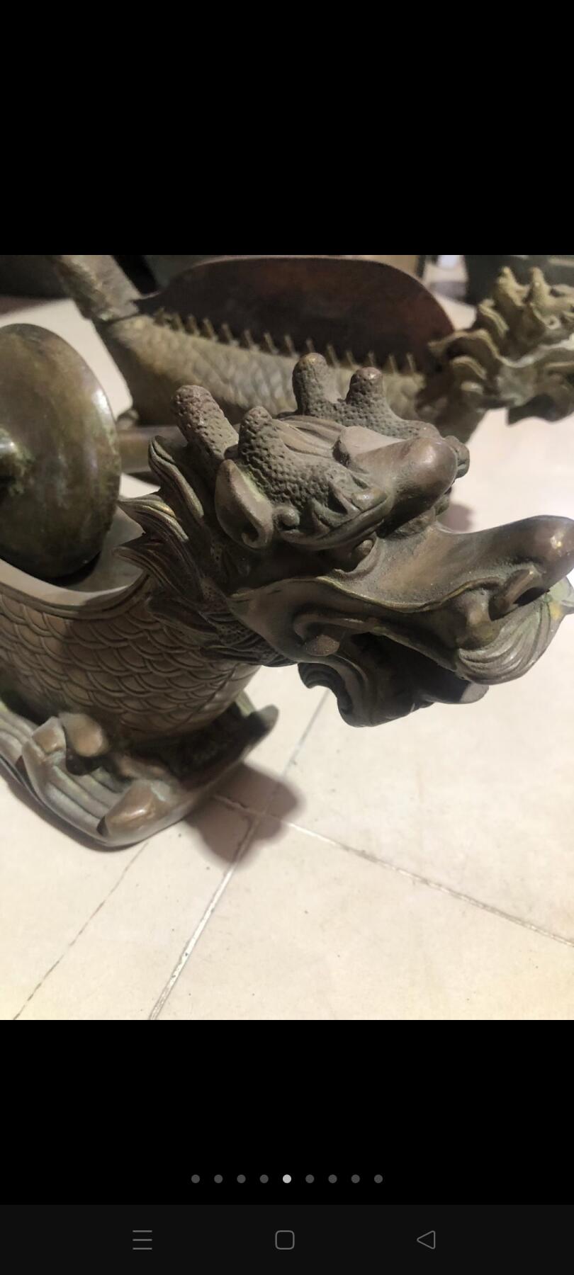 铜药缸，龙药碾子，龙药铡刀。一套三件，完整漂亮，做工精细，正常使用