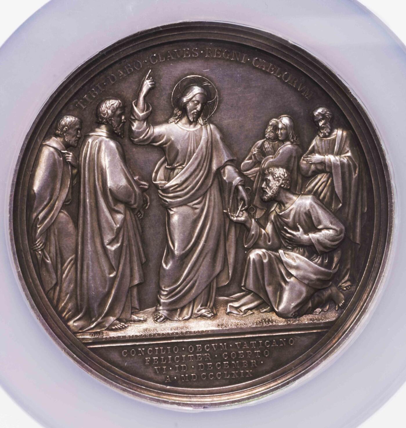 NGC-AU58 1869教皇国超大银章 大型190克 74毫米直径