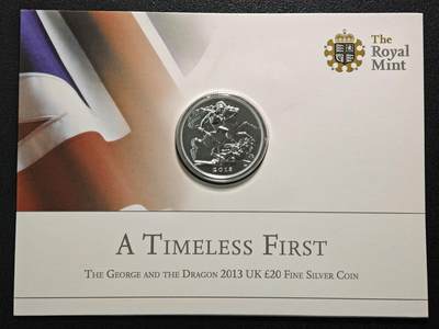 【德藏】世界币章拍卖第164期（拍品征集中~欢迎藏友联系） - 2013年 英国圣乔治屠龙纪念银币 原册 999银 直径约：27mm；重约：15.71g