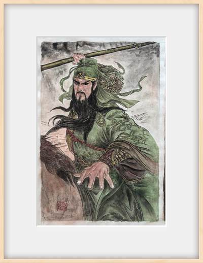 阳大大卡牌拍卖第98期（持续收拍品，周六晚上九点截拍，进群福利早知道） - 【手绘画】工艺大师张红作品 三国五虎原画 关羽 A5原稿打榜 无框