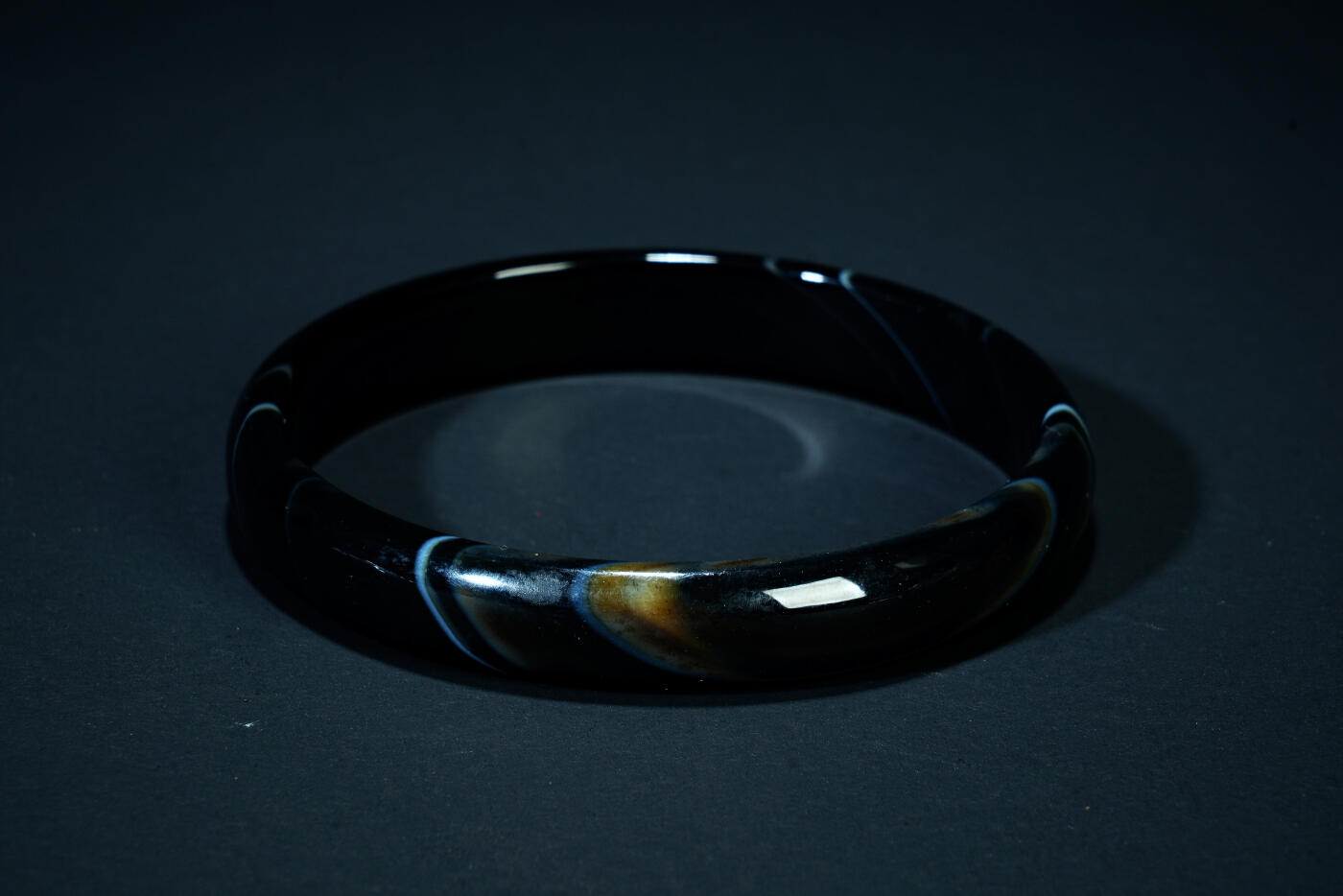 上海都达杂项专场二十一（全场包邮） 天然黑玛瑙手镯 附鉴定证书90-59