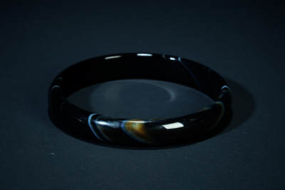 上海都达杂项专场四十七【全场包邮】  天然黑玛瑙手镯 附鉴定证书90-59