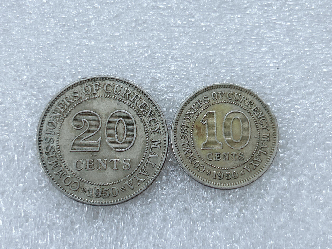 第一海外回流一元起拍收藏 散集专场  第300期 1950年英属马来亚联邦殖民地乔治六世硬币 2枚