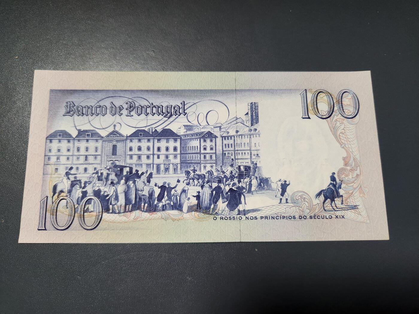 2月6号晚上8点 外国纸币自动截拍第19场 葡萄牙 1985年版 100埃斯库多 (诗人 博卡热) 新品