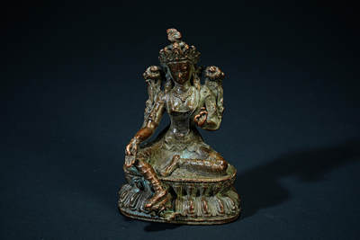 上海都达杂项专场四十七【全场包邮】  尼泊尔铜绿度母佛造像90-73