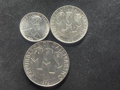 邮泉阁限时拍卖第四十一场（硬币在国外。请付邮费6元。） - 圣马力诺1972年3枚