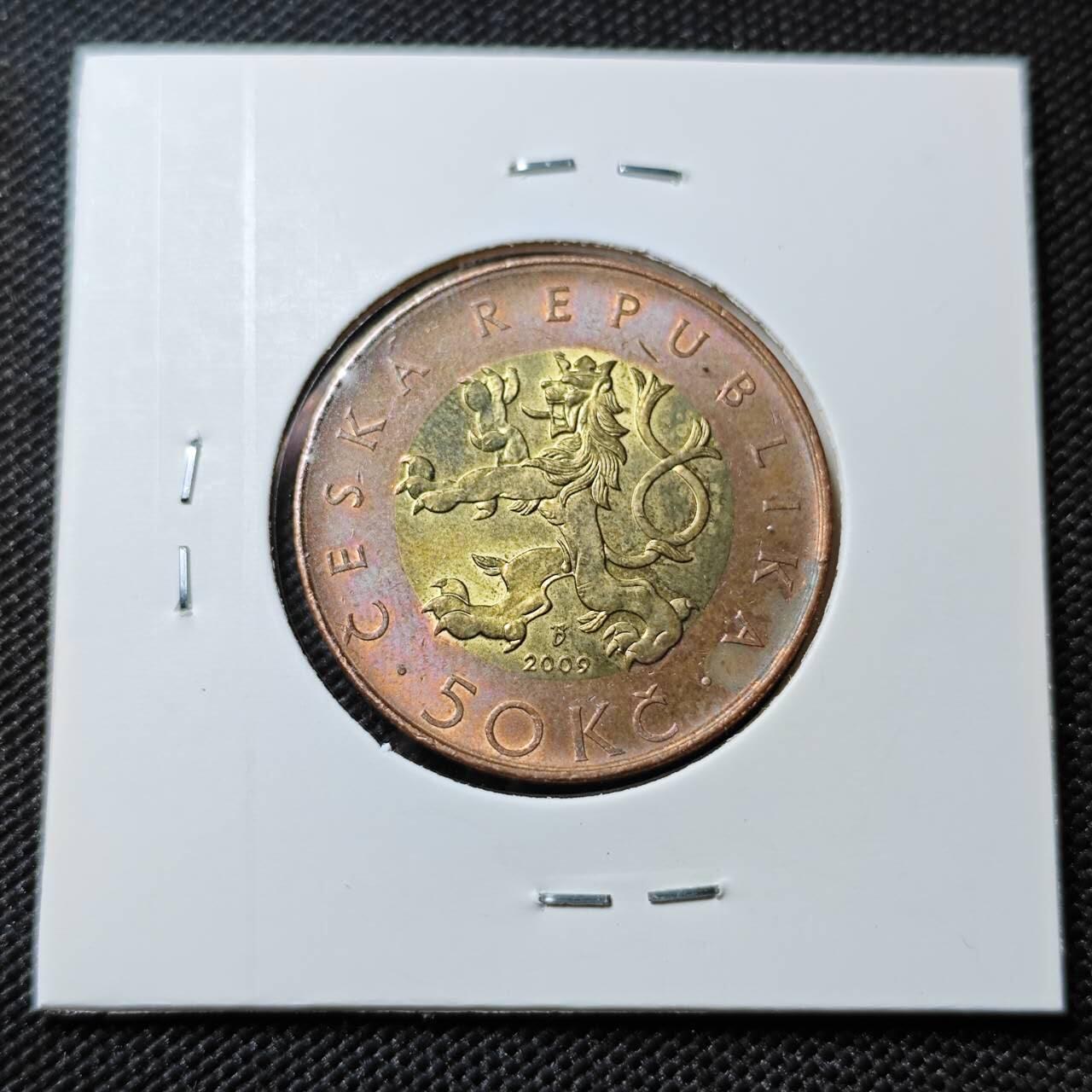 KK钱币收藏小铺  第393期  2月预留时间 周末发货  捷克50克朗双色币 好品