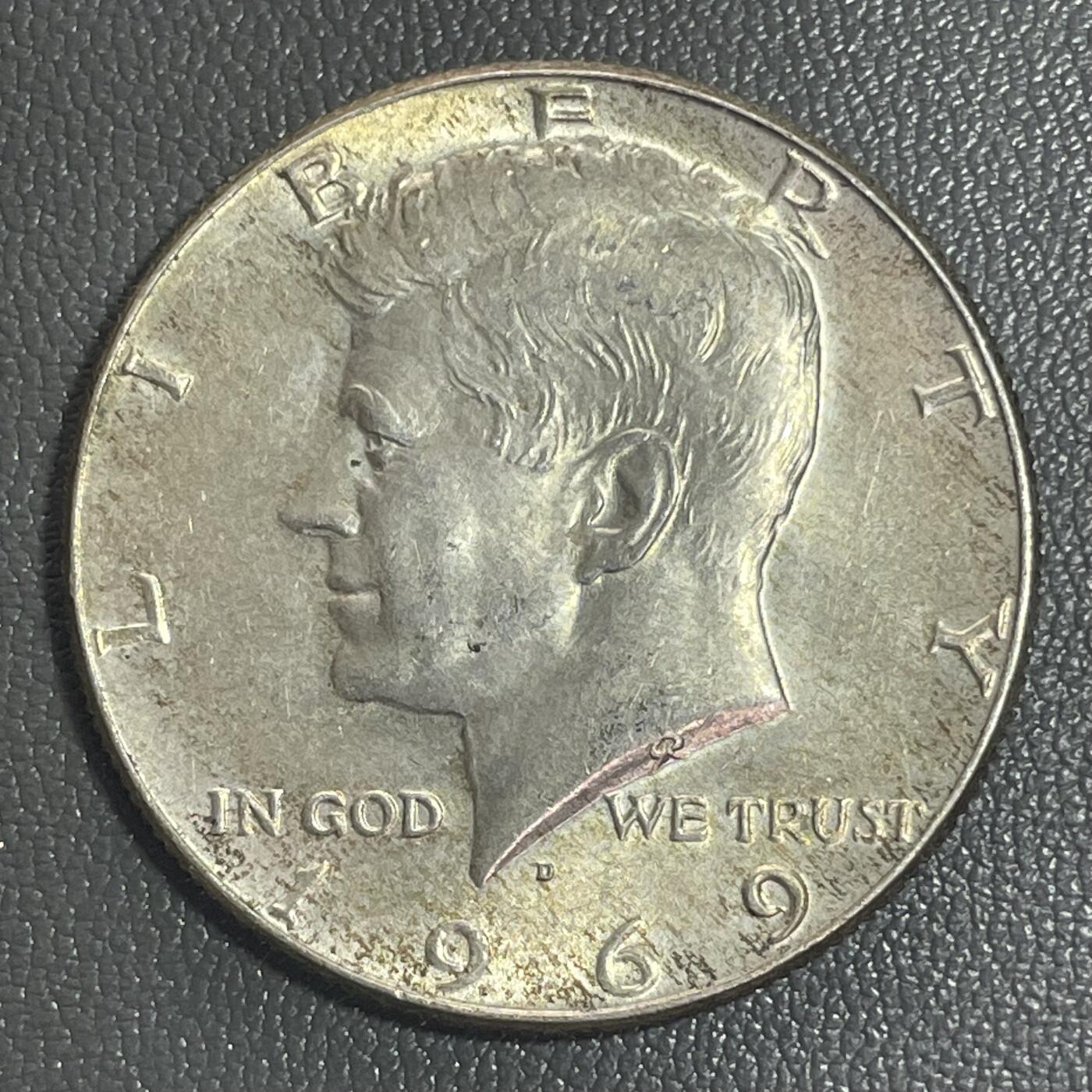 回流0207 美国1969年肯尼迪总统半圆银币 银价11.5*0.4*20=92元