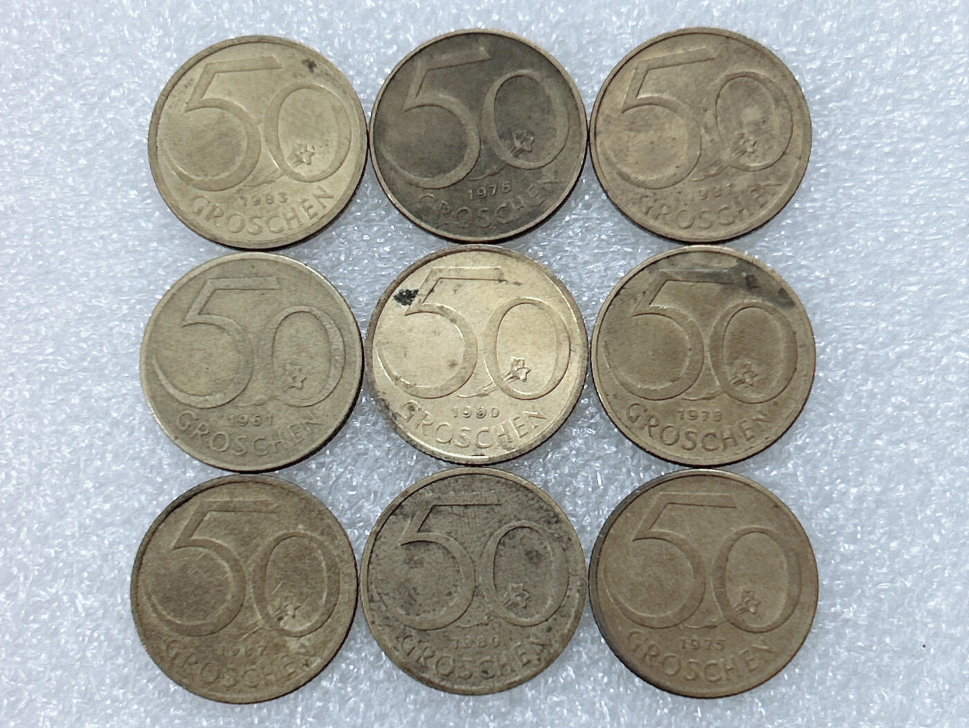 第一海外回流一元起拍收藏 散集专场  第299期 奥地利50格罗申铜币 9枚