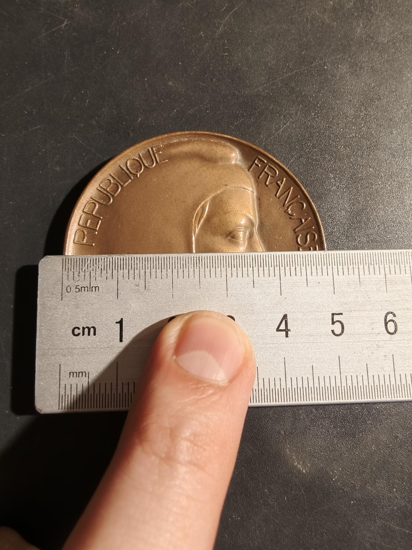 老王徽章第180期 法国劳动部国家福利基金会大铜章     直径50mm    重量68.2g