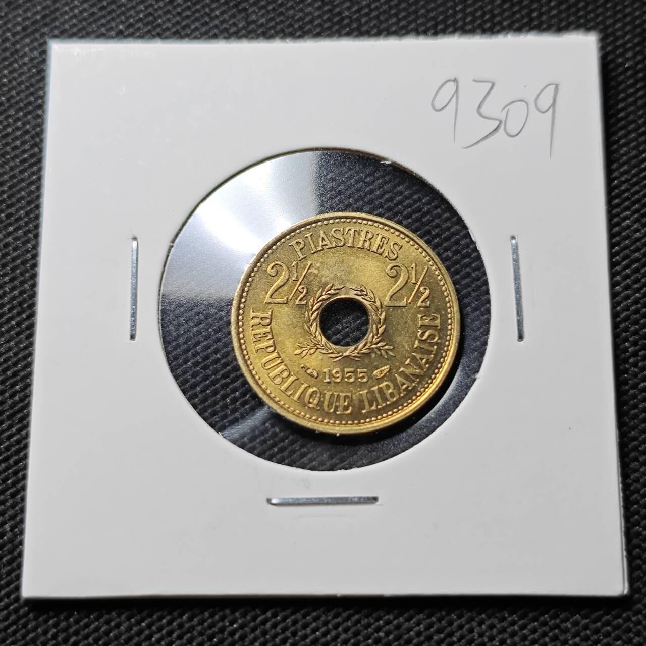 KK钱币收藏小铺  第393期  2月预留时间 周末发货  1955黎巴嫩2.5皮铜币 好品