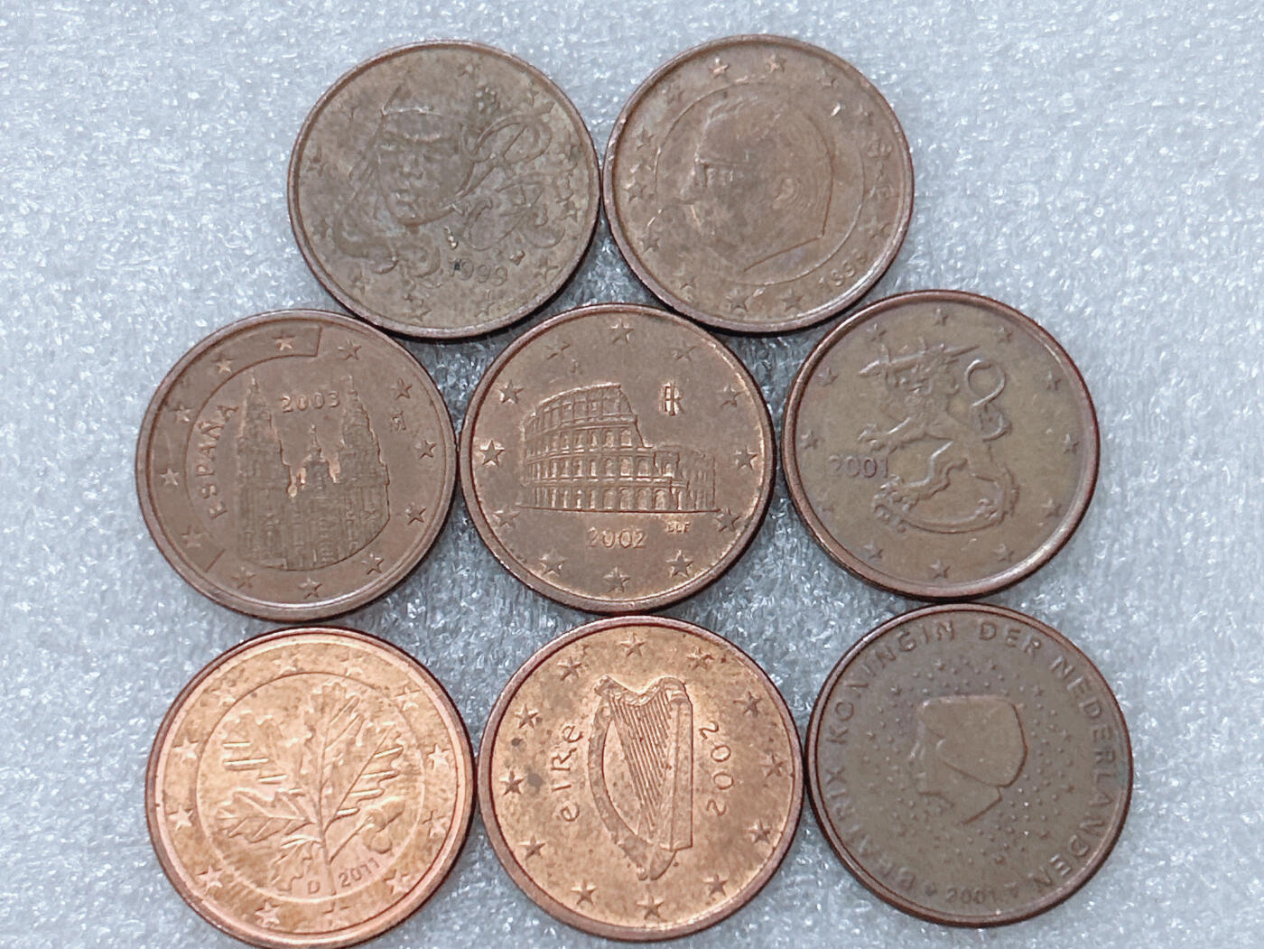 第一海外回流一元起拍收藏 散集专场  第300期 欧盟不同版本5欧分硬币 8枚