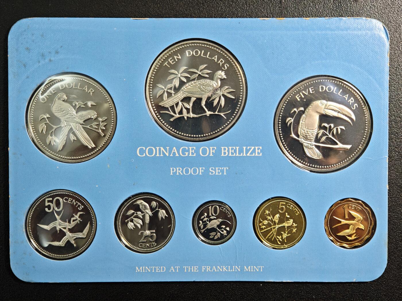 【德藏】世界币章拍卖第164期（拍品征集中~欢迎藏友联系） 1975年 伯利兹本土鸟类精制币套装 其中5元及10元为银币 925银 总重56.2g