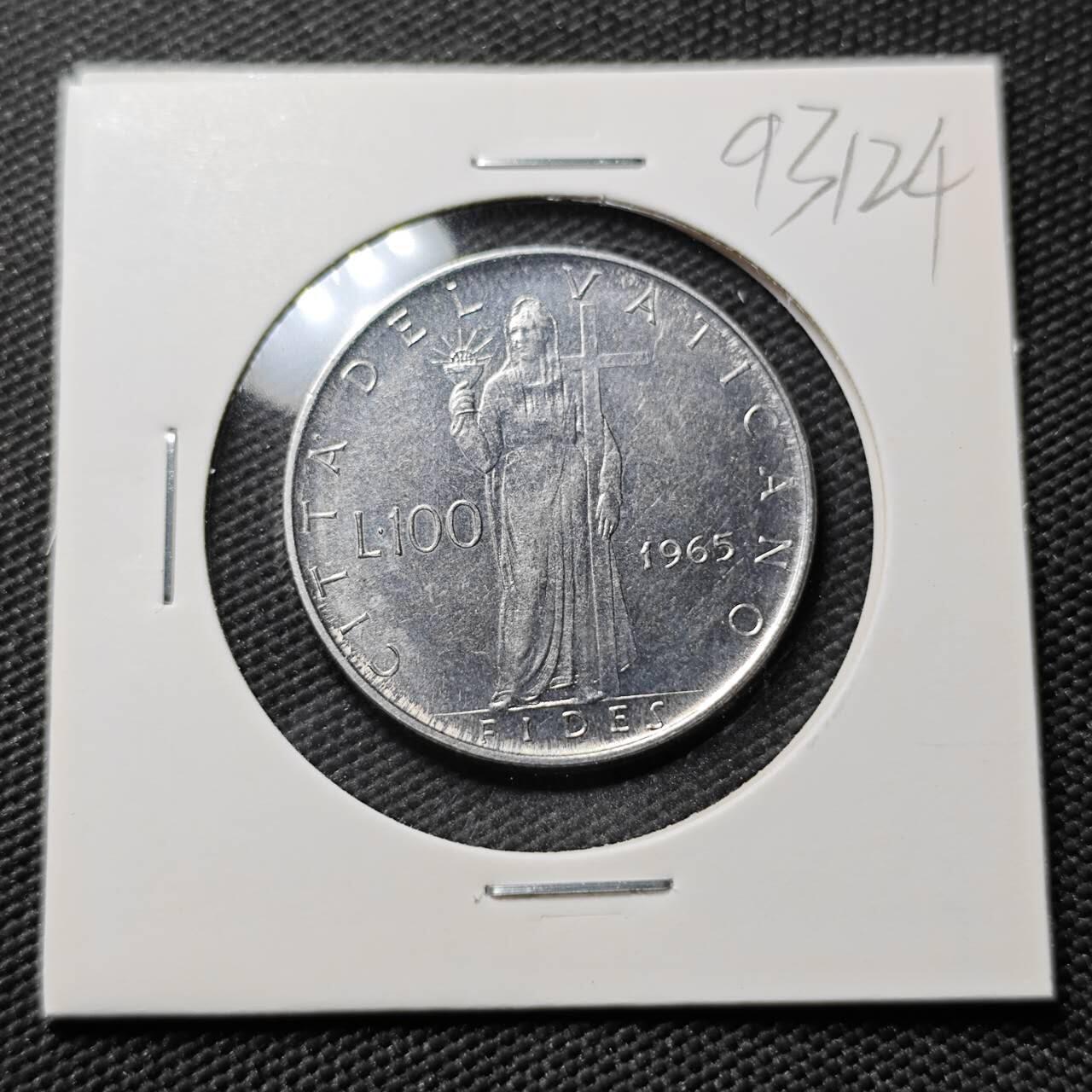 KK钱币收藏小铺  第393期  2月预留时间 周末发货  1965梵蒂冈100里拉
