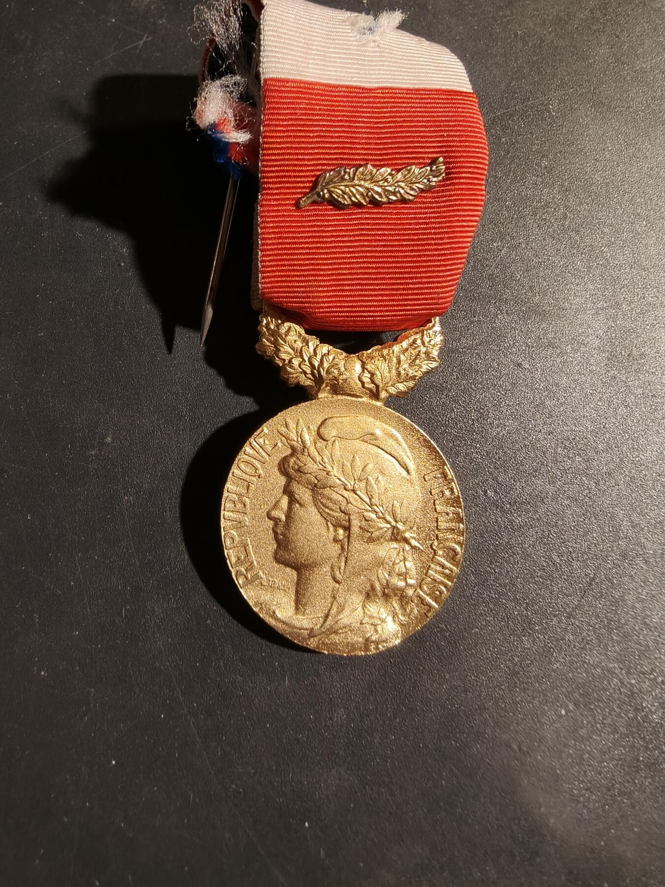 老王徽章第180期 法国金级劳动荣誉奖章    1987年实发   金棕榈勋饰