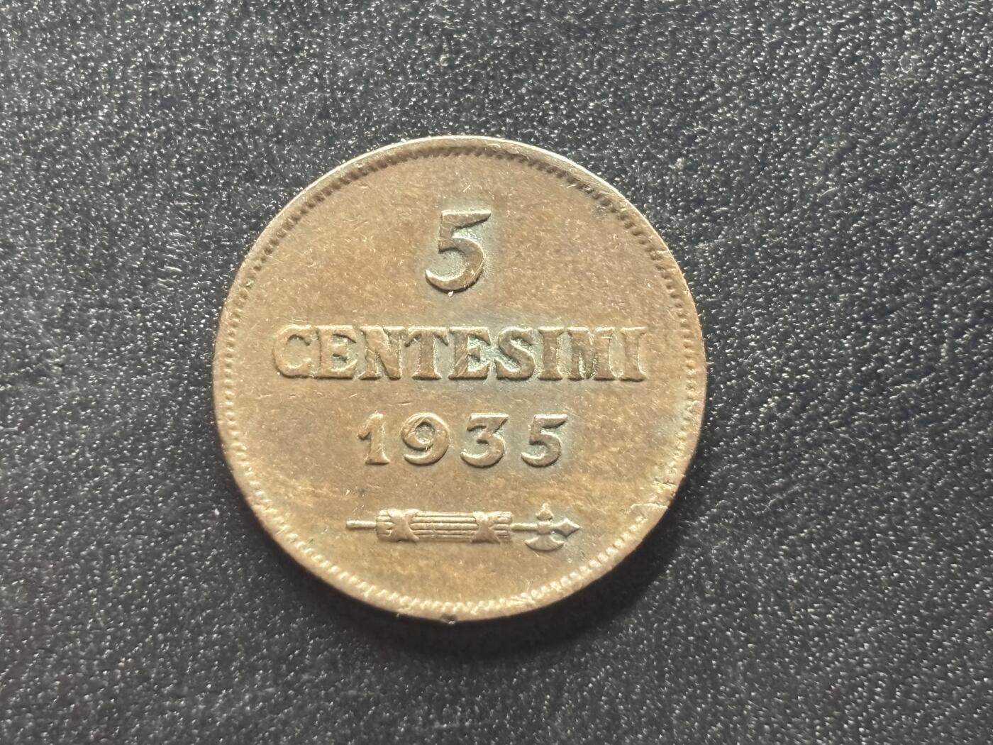 邮泉阁限时拍卖第四十一场（硬币在国外。请付邮费6元。） 圣马力诺1935年5分