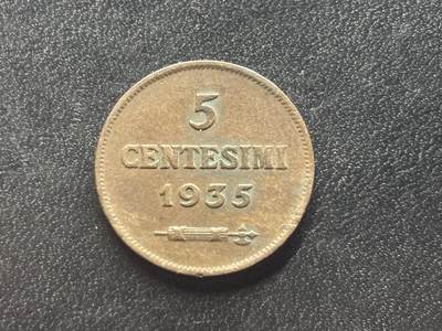 邮泉阁限时拍卖第四十一场（硬币在国外。请付邮费6元。） - 圣马力诺1935年5分