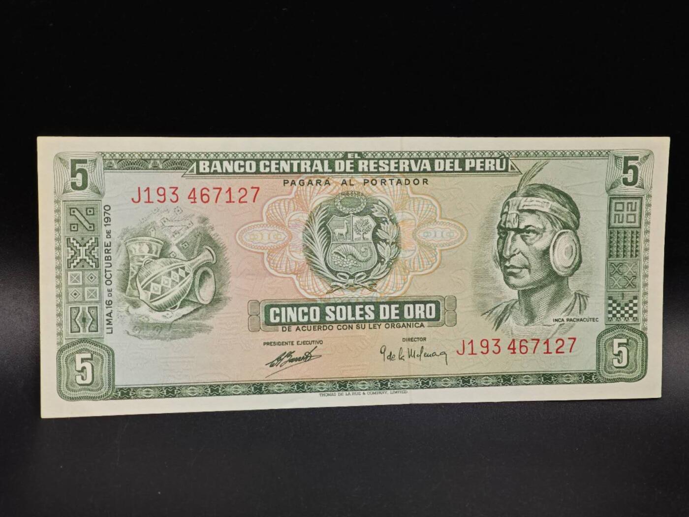 【淘币小摊】实时拍第八百六十四拍   无佣金纸币福利场   年前最后一周 之前的预留小年前全部发出 请更换最新收货地址  秘鲁5索尔纸币【有折】