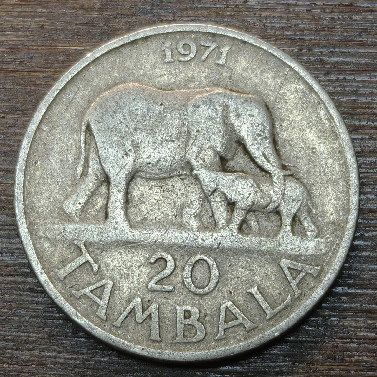 【铜匠收藏】★第146★散币专场 不寄存，30包邮。不满30元，支付5元运费。《接受代拍 代送NGC评级》 30【无寄存】马拉维 1971年 20坦巴拉