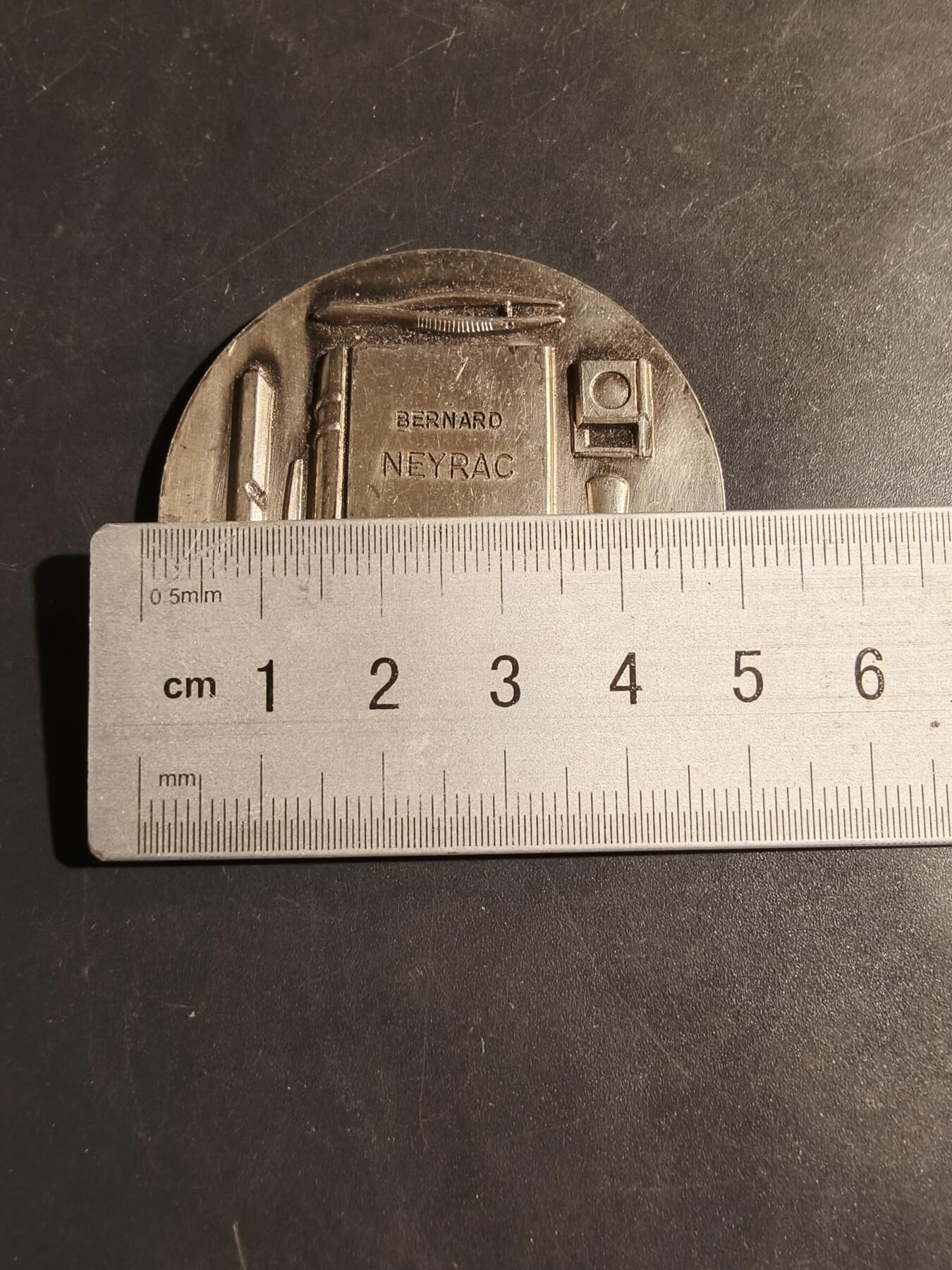 老王徽章第180期 法国图书业工业协会镀银大铜章     直径50mm    重量53.8g