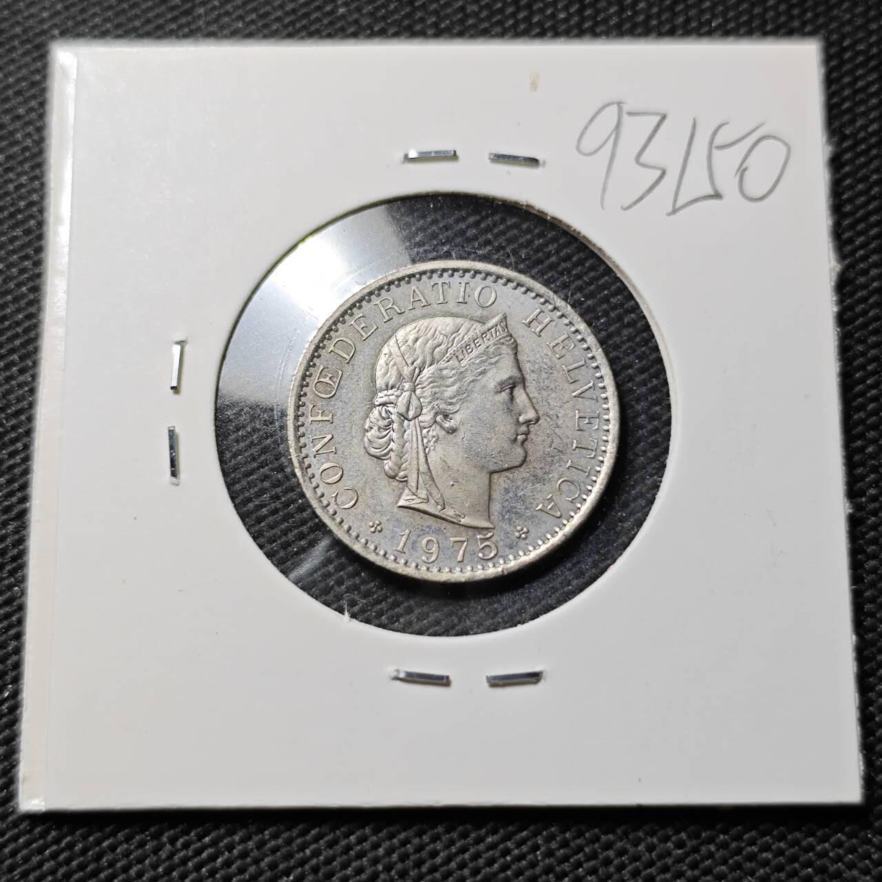 KK钱币收藏小铺  第393期  2月预留时间 周末发货  1975瑞士20分
