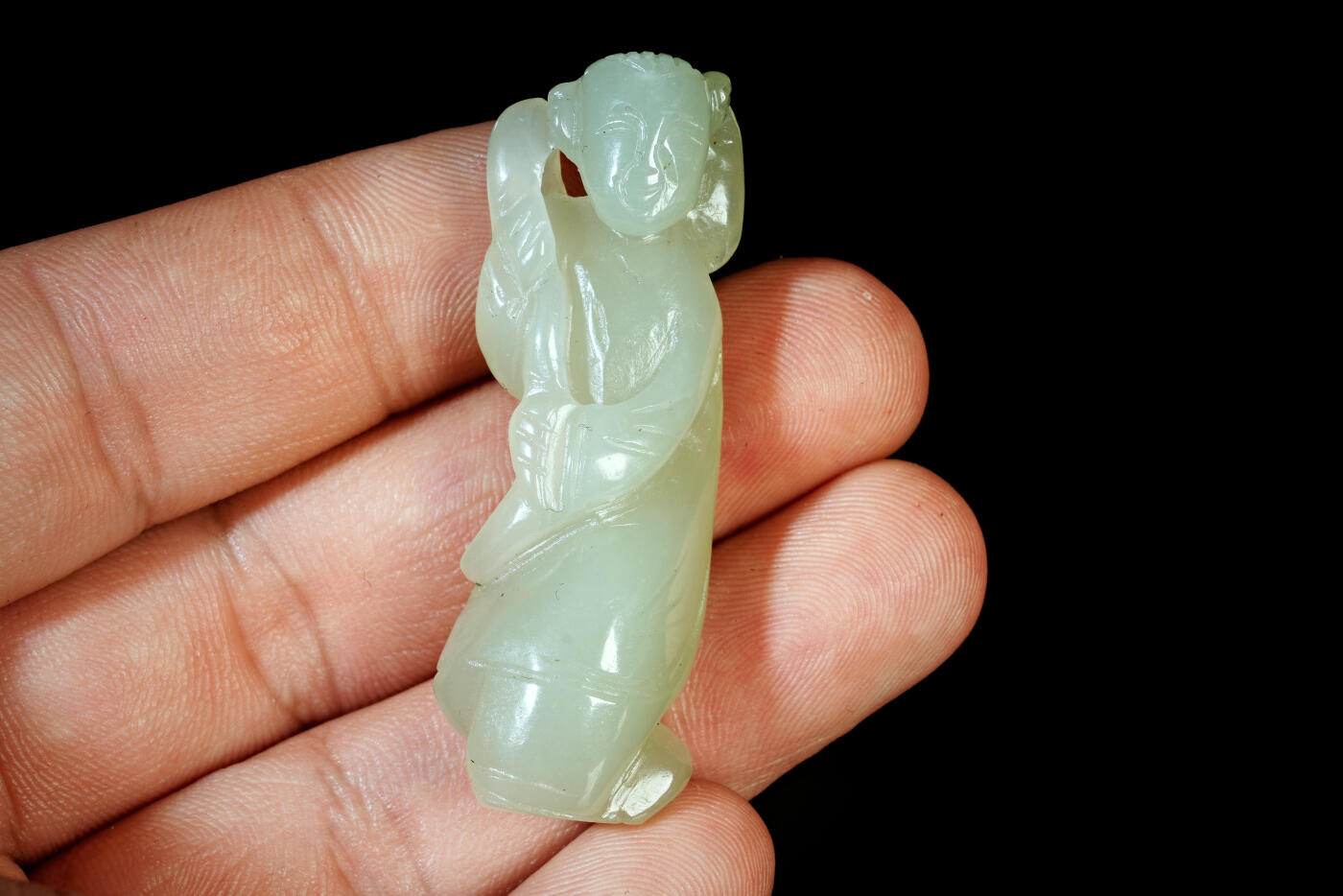 上海都达杂项专场二十一（全场包邮） 和田玉雕童子摆件90-81