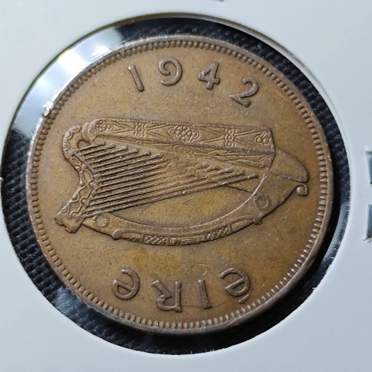 KK钱币收藏小铺  第393期  2月预留时间 周末发货  1942爱尔兰1便士铜币