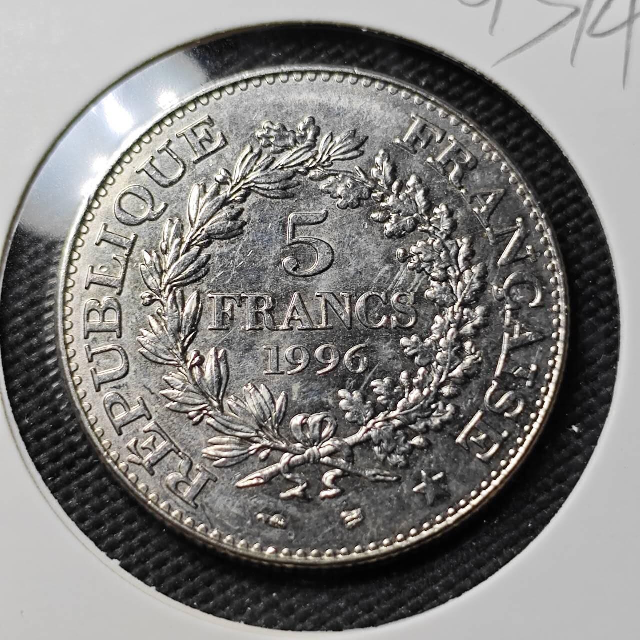 KK钱币收藏小铺  第393期  2月预留时间 周末发货  1996法国5法郎大力神镍币