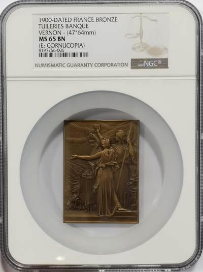 博洋堂“心向春光”2月精品大拍专场暨第160期（全场包邮） - NGC MS65BN 法国1900年杜伊勒里宫宴会纪念铜章，47×64mm